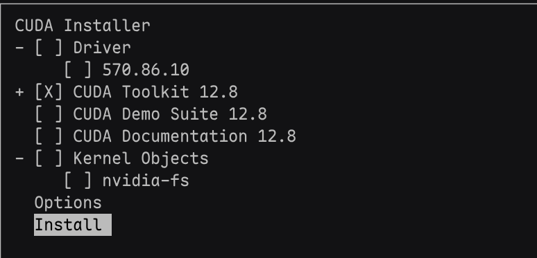勾选cuda-toolkit